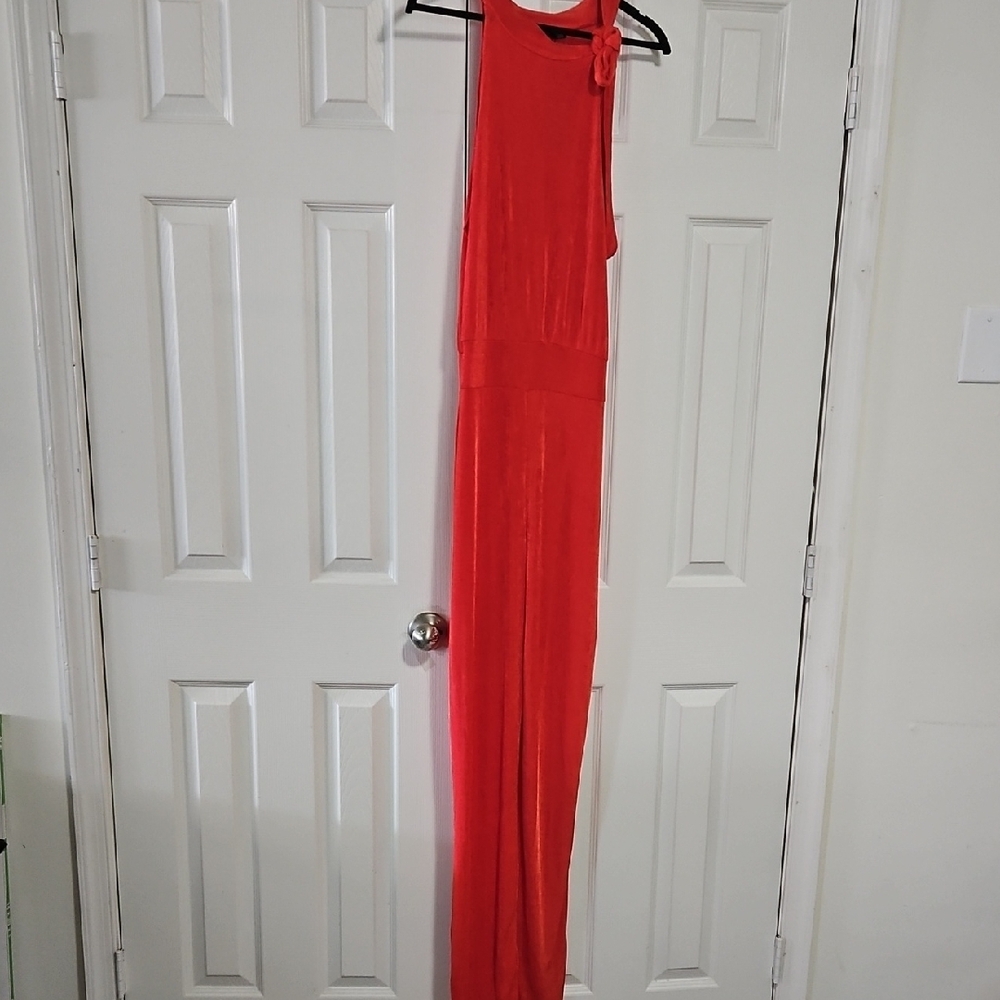 Elegant Orange Sleeveless Jumpsuit